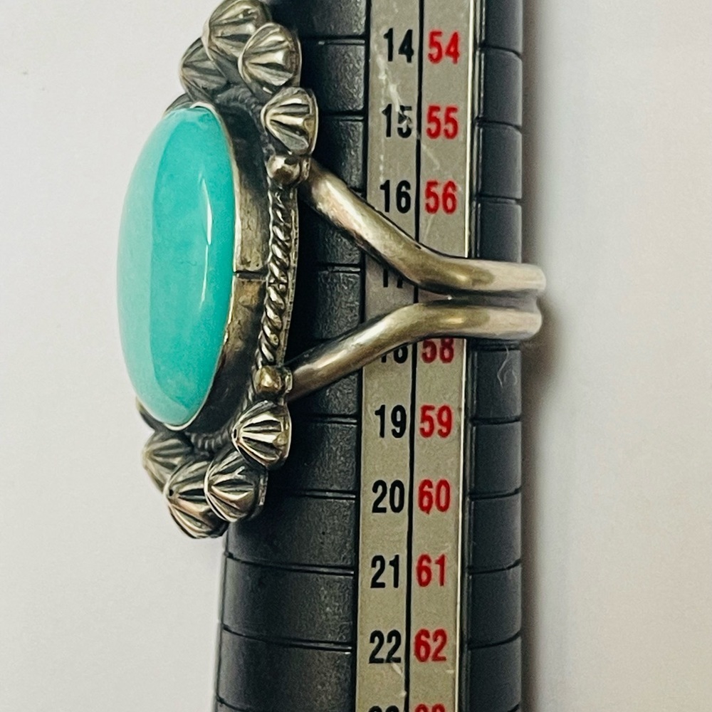 Native American Navajo Michael Calladitto Sterling Silver Blue Turquoise Ring 8 - Picture 3 of 6